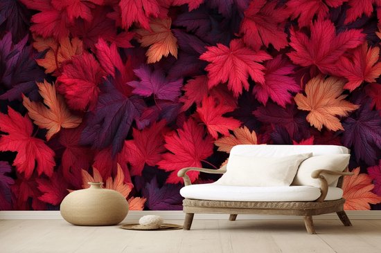 Vliesbehang Fotobehang - Autumn's Vibrant Whispering Canopy - 250x50 centimeter