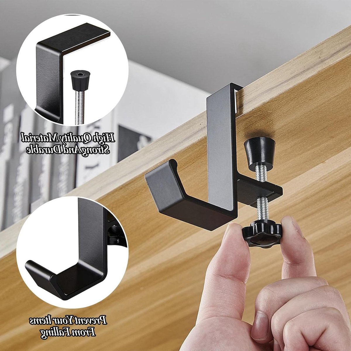 Allecto Plus - Headset houder voor tafel, verstelbare hoofdtelefoonstandaard met enkele laag haken - zwart - bureau monitor houder