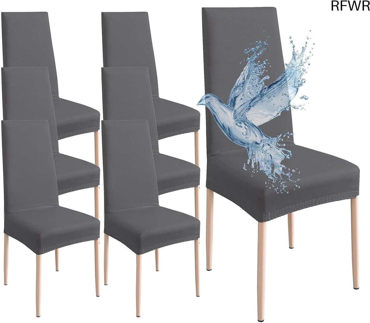 RFWR® Waterdichte eetkamerstoelhoezen - 6 stuks - Rekbare, universele hoezen voor stijlvolle bescherming