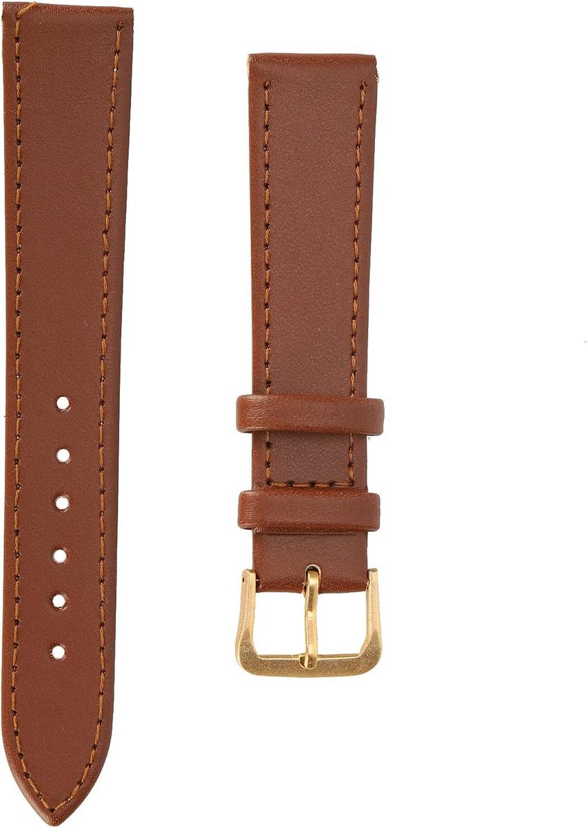 Allecto Plus - Universele bruine PU-lederen horlogeband met gesp - 12 mm tot 22 mm - Vervangend accessoire voor unisex horloges