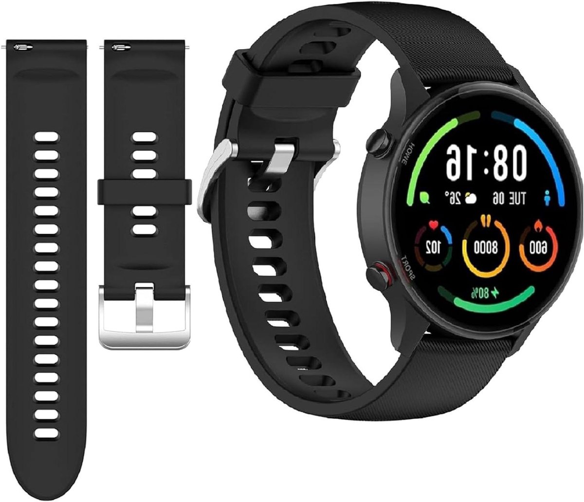 Allecto Plus - 22mm Horlogeband van Zacht Silicone voor Sport Smartwatch - Eén Maat - Snelsluiting - Compatibel met Mi Watch Color - Reservebandje met Sportief Ontwerp