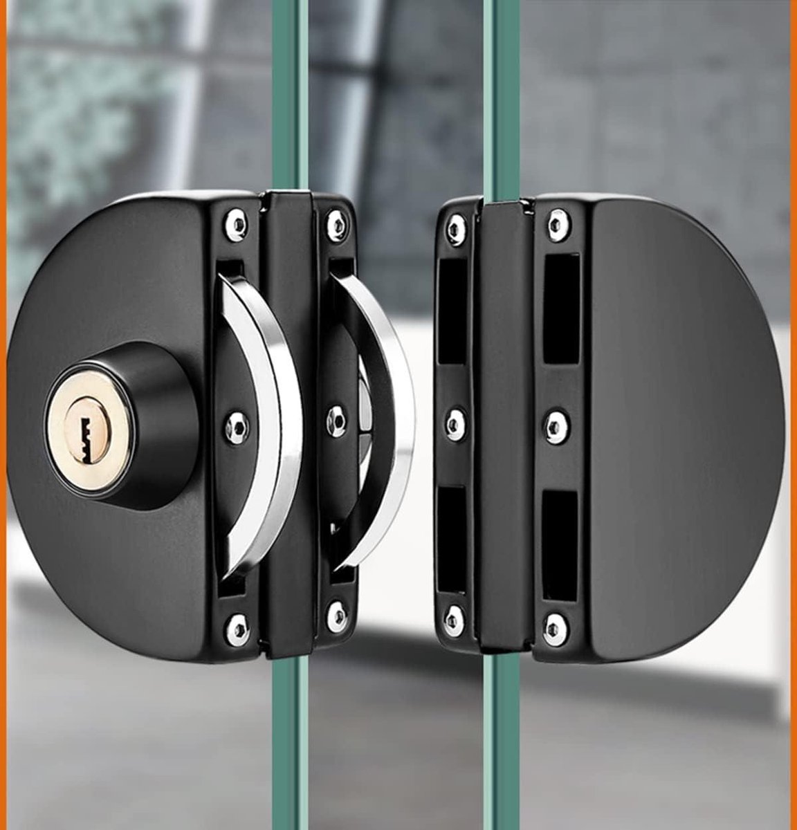 Glass Door Slot voor 10~12mm Dik Gehard Glas Zwart - Dubbel Glas Deur Vergrendeling - Schuifdeur - Roestvrij Staal - 3 Koperen Sleutels