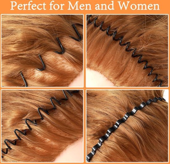 Hileyu 9 Stuks Haarband Mannen Metalen Spring Wave Sport Hoofdband Vrouwen Haarband Haar Hoepel Unisex Zwart Hair Band Accessoires