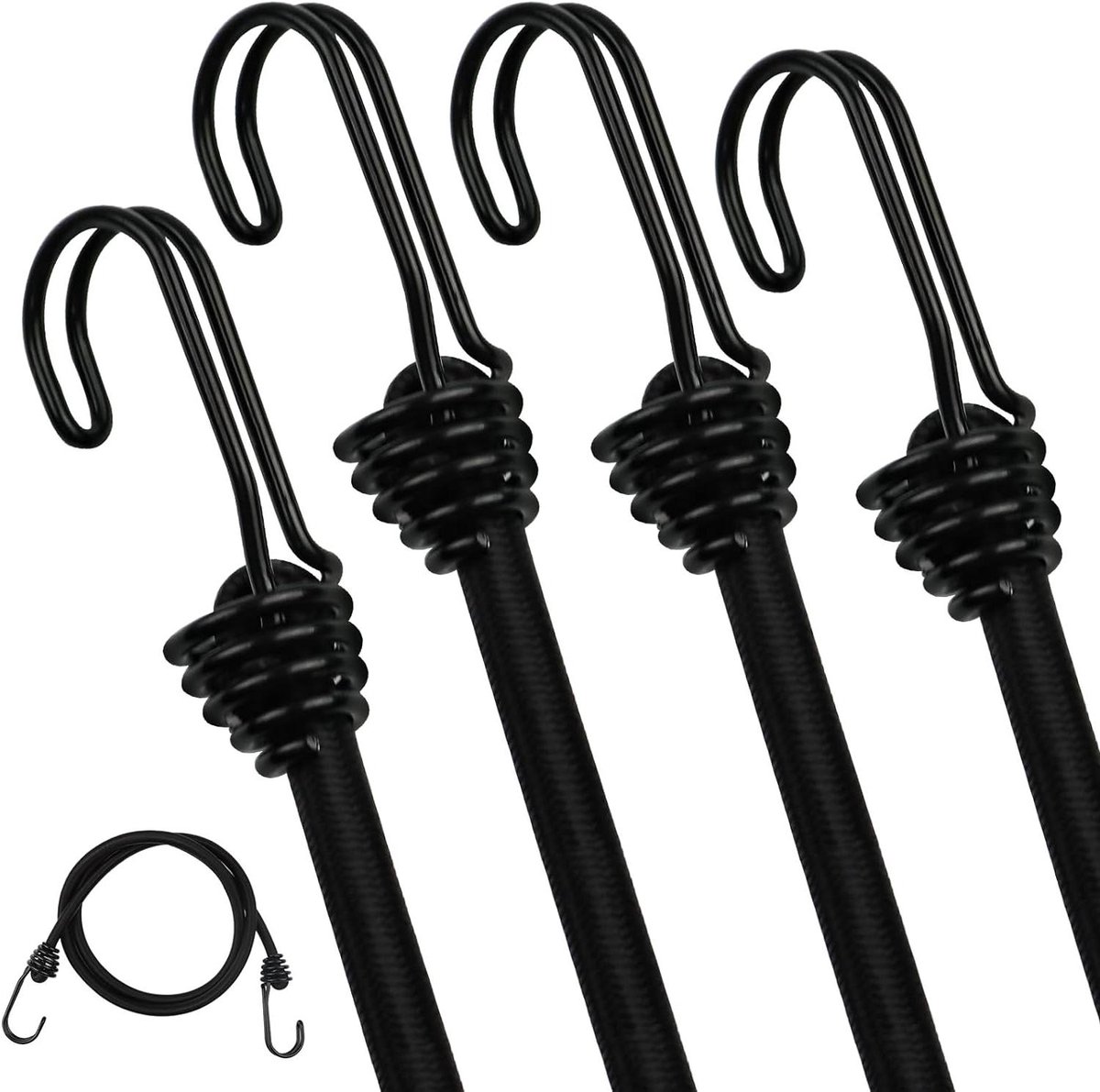 Allecto Plus - Elastieken met haken (4 stuks, 1 meter x 8mm) - Sterk & Veelzijdig