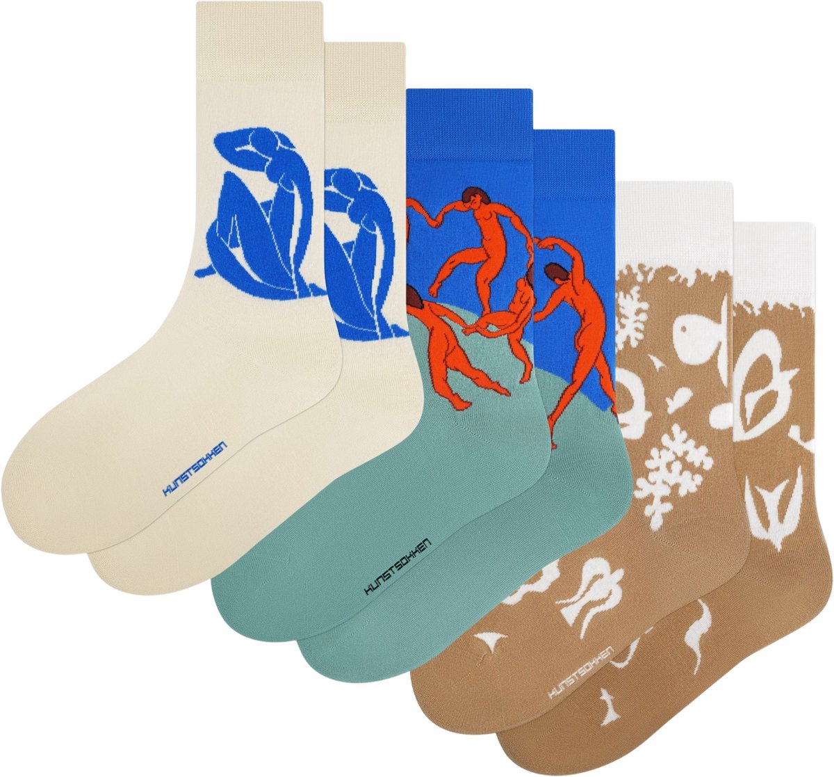 Kunst sokken - Henri Matisse 3-pack - Sokken Heren 41 46 - Biologisch Katoenen Sokken - funny socks happy - Vrolijke Sokken - Grappige Sokken - Sokken Cadeau