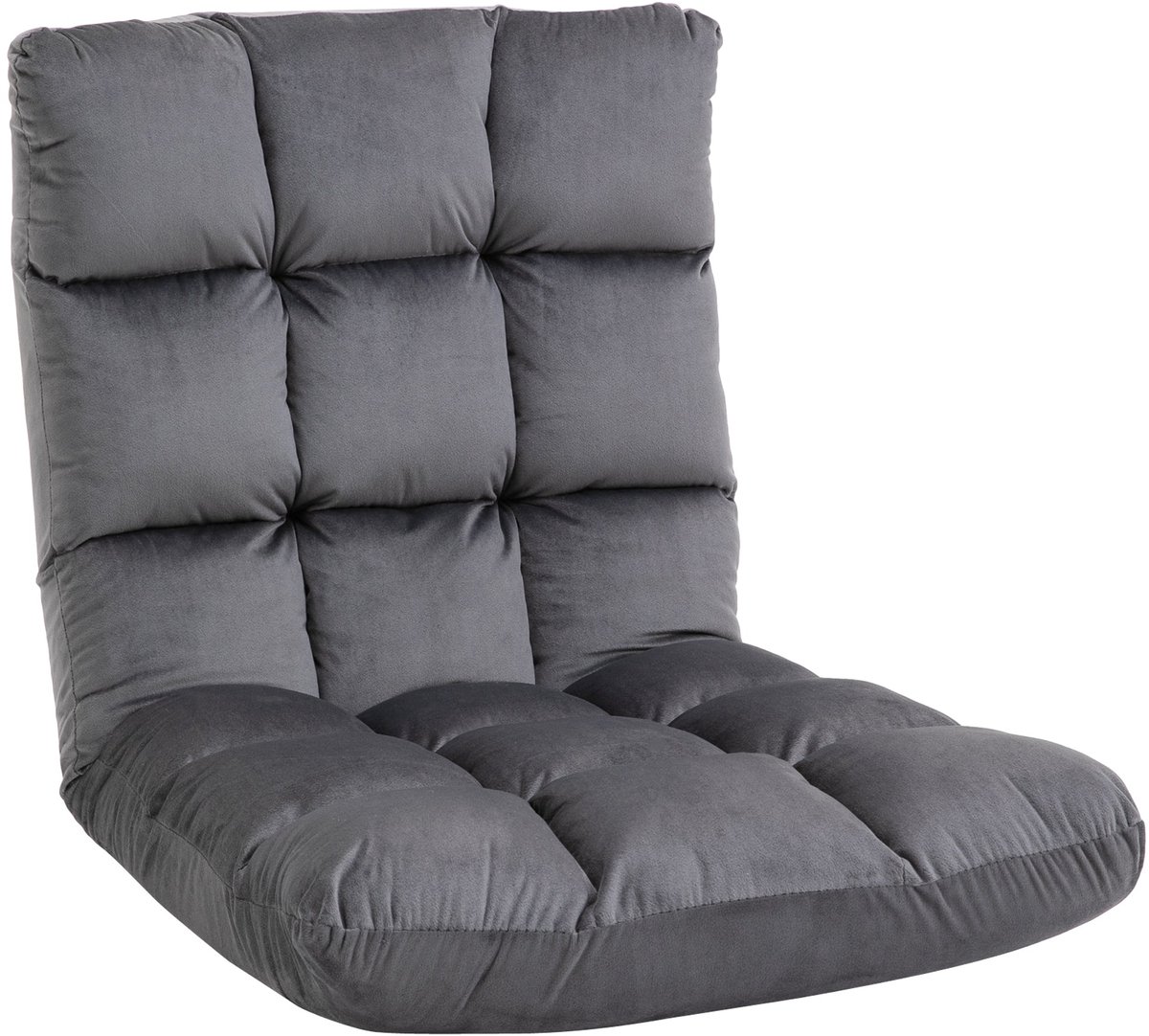 Merax Vloerstoel 3-in-1 Opvouwbaar – Verstelbare Rugleuning 13 Posities – Grijs – 55x71x53,5 cm