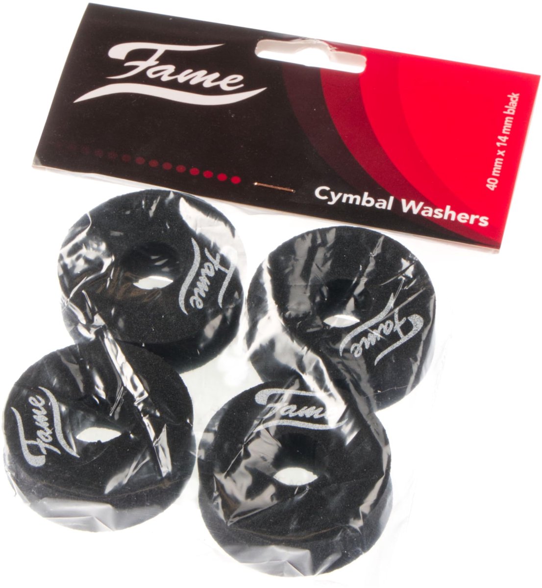 Fame Cymbal Washers Felt 40mm x 14mm, Black, x4 - Accessoire voor bekkens