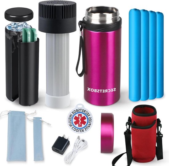 Elektrische insuline-koelbox, reisetui, 0-18 °C, medicijnen, koelbox voor reizen, USB-insuline-koeltas, medicijn-insuline-pen, koelbox voor op reis, biedt ruimte voor 7 insuline-pennen