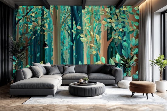 Naadloos behang Fotobehang - Enchanted Forest Canvas Wall Art - 250x100 centimeter