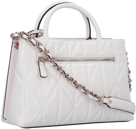 GUESS sac à main sac à épaule bandoulière Aldina Girlfriend Satchel Cream White écru