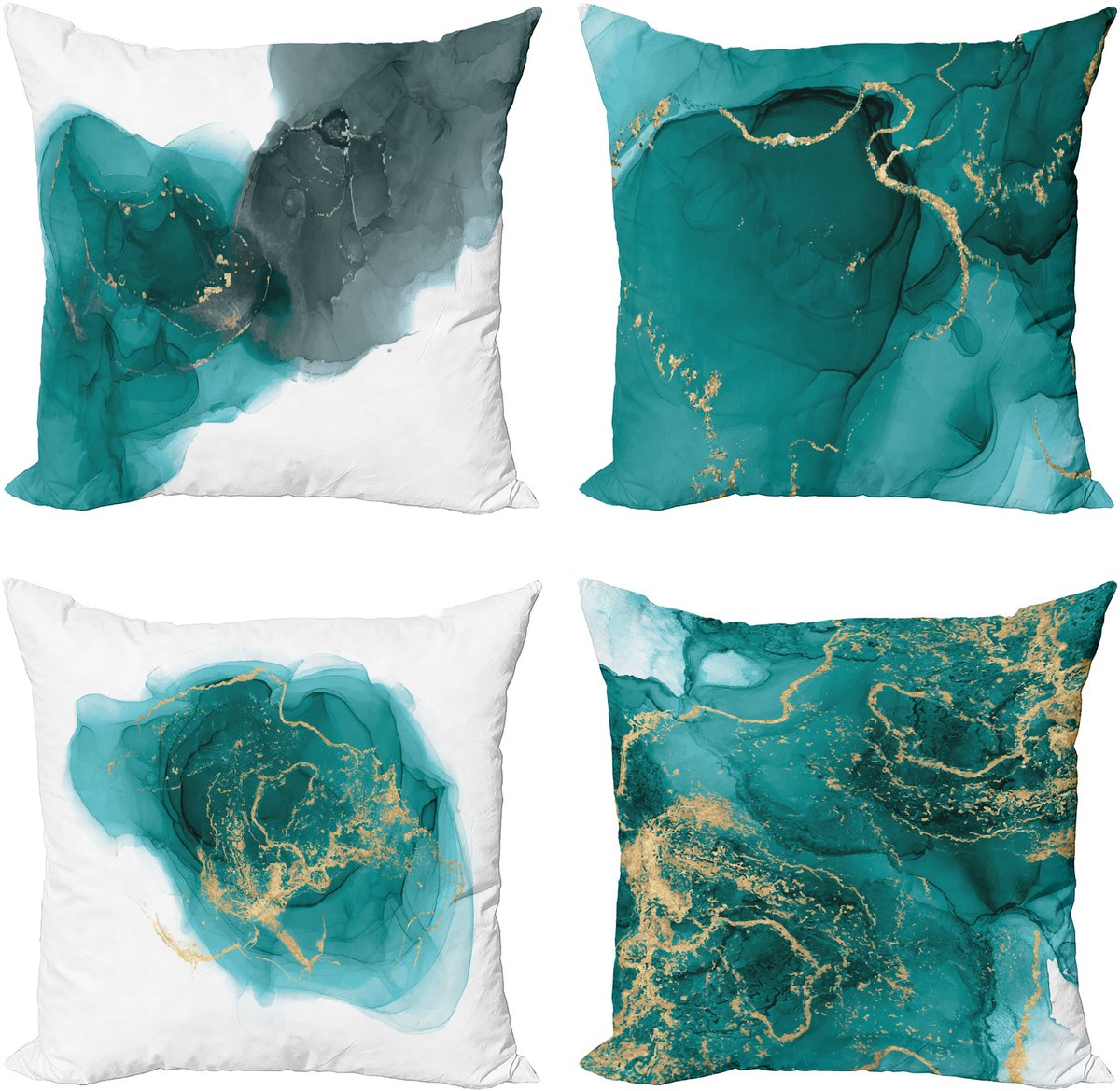 New Bed Marmerprint Natuurlijke Steenpatroon Dromerige Bewolkte Kussenhoes met sierkussen, 4-pack, modern accent, dubbelzijdig digitaal bedrukt, 45 cm x 45 cm Cadet Blauw