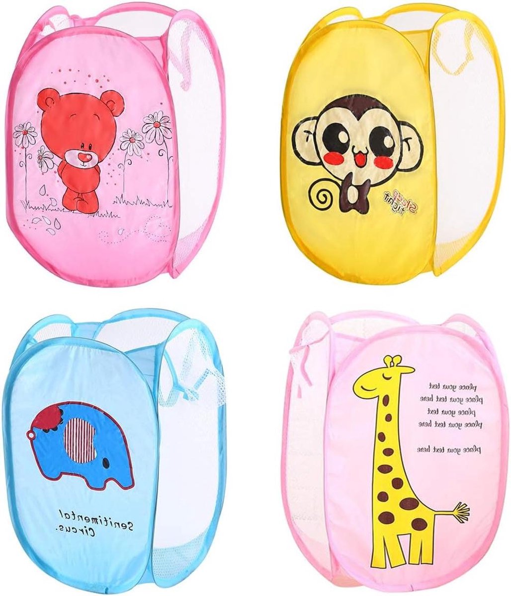 Goedkoopste Opvouwbare wasmanden set van 4 - Mesh Pop Up Wasmanden voor Wasgoed en Speelgoedopslag