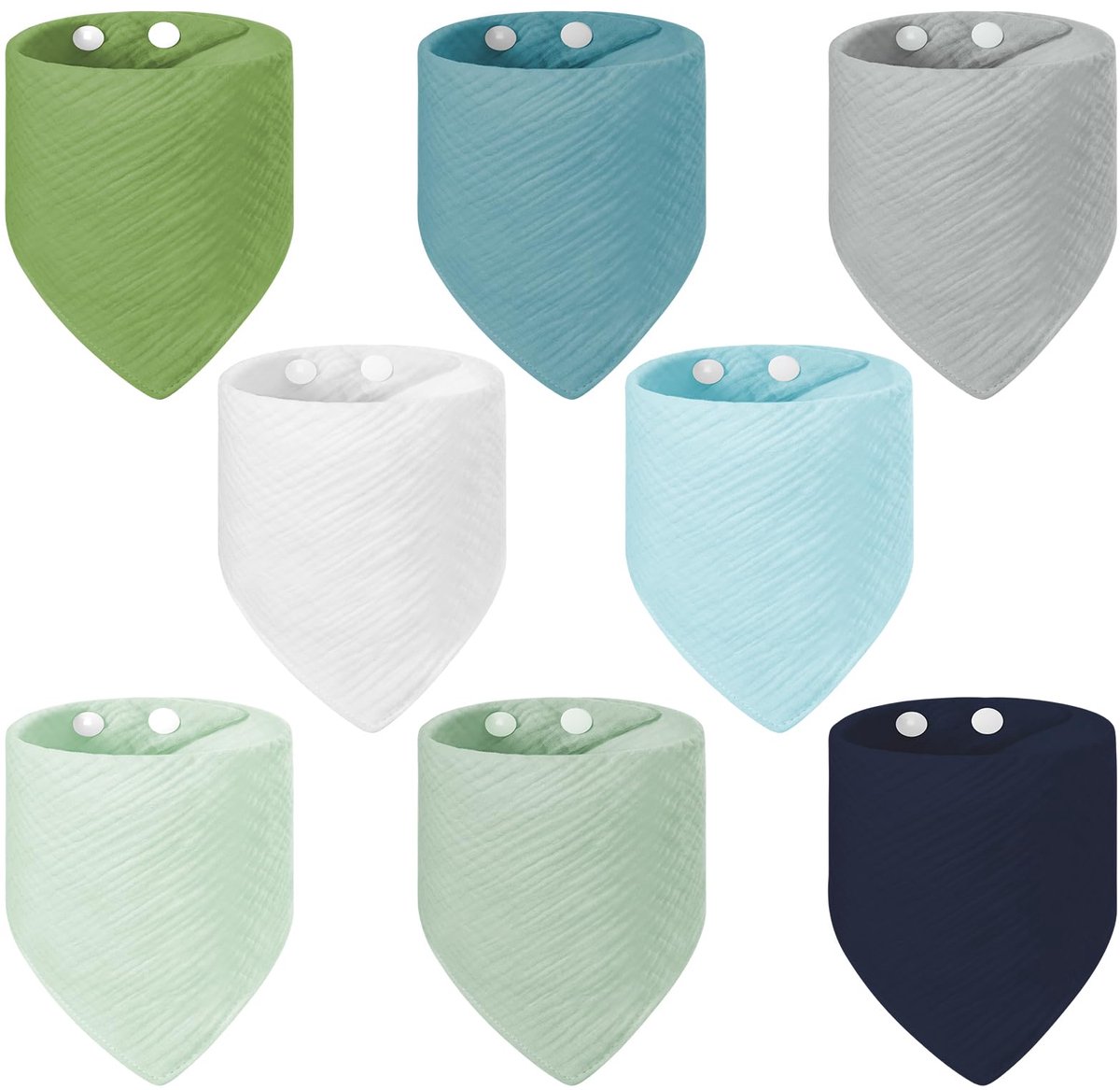 Mousseline Bandana Slabbetjes - Van 100% Biologisch Katoen, Superabsorberend - Kwijlslabbetje voor Baby's, Peuters, Jongens en Meisjes - 8 Stuks