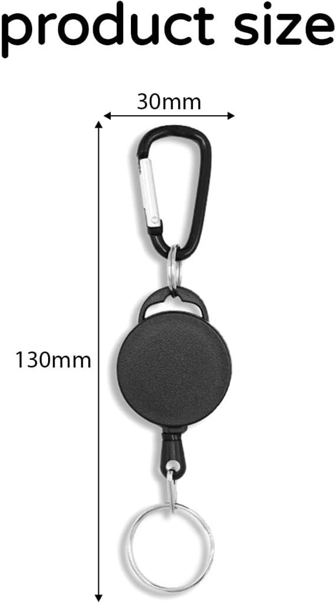 Meekye 1/2/3 stuks uittrekbare sleutel met 60 cm stalen kabel, ID- kaarthouder, intrekbare sleutelhanger met karabijnhaak, sterk veerkoord