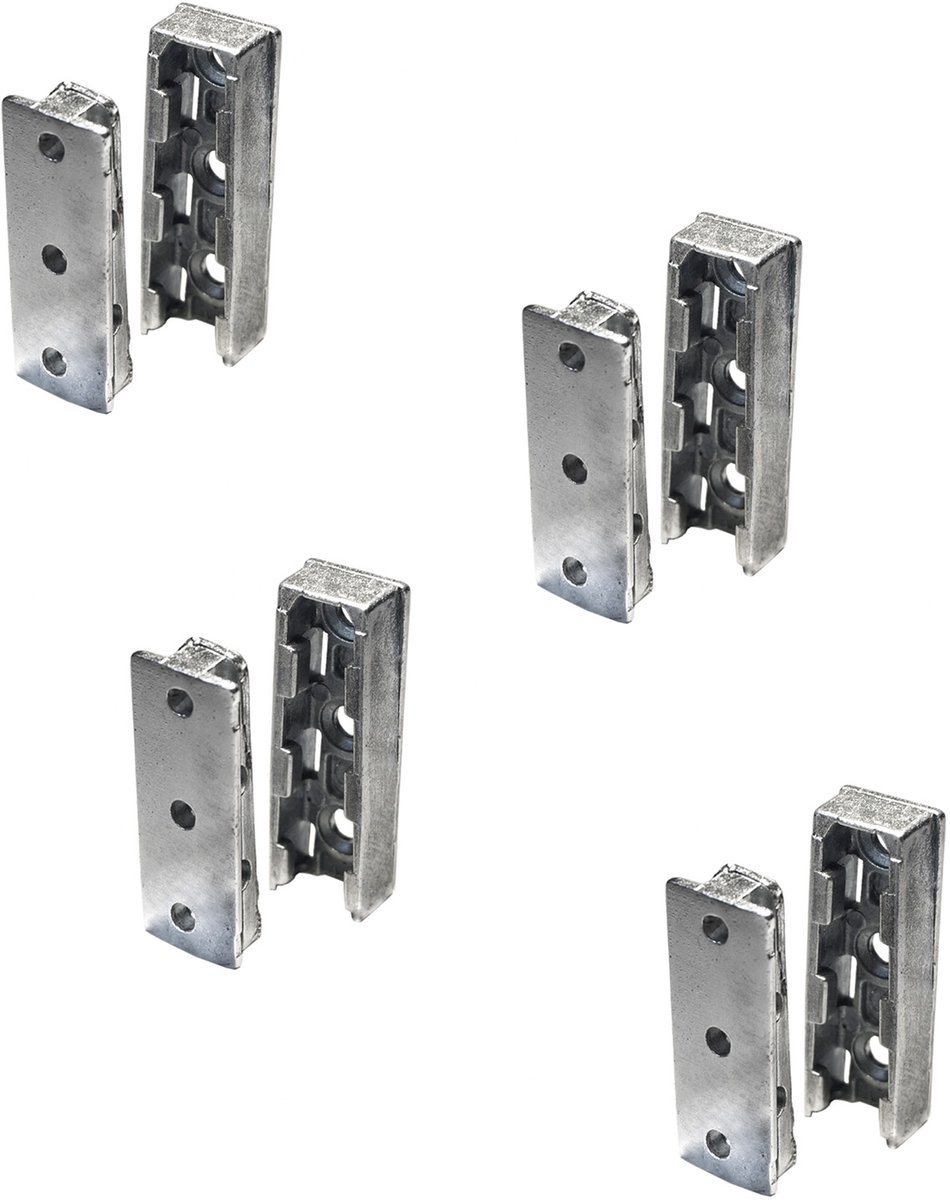 SOTECH Meubelverbinder SOLID Corpusverbinder van metaal Verbinder voor bedden, meubel en metalen constructie Draagvermogen tot bis 250 kg Set van 4s - Houtverbinder onzichtbaar