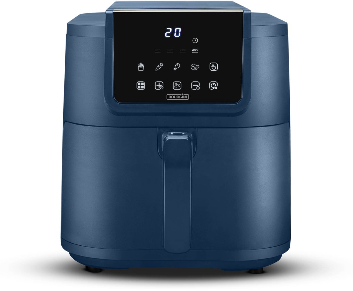 Bourgini Slimfit Airfryer XXL Blauw - Heteluchtfriteuse - 8 liter - 1700W - PFAS vrij