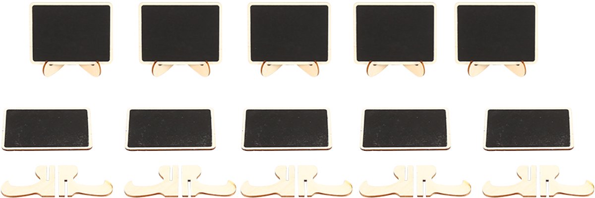 Mini Houten Krijtborden Set - 10-delige Set , Herbruikbaar en Decoratief - 7.5x10cm - Voor Tafeldecoratie, Berichten en Feestjes