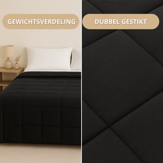 Vonia Verzwaringsdeken 9 kg - Weighted Blanket - Zwaartedeken - Verzwaarde deken - 150 x 200 cm - Zwart