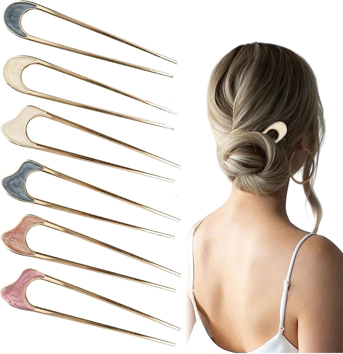 6 stuks Franse haarspelden - verschillende kleuren - grote haaraccessoires voor vrouwen .