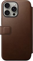 Nomad Modern Leather Folio - Book cover hoesje voor iPhone 15 Pro Max - Nomad leder - Geschikt voor MagSafe en draadloos opladen - Bruin