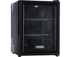 Klarstein Mini-Koelkast Brooklyn 42 Glazen Deur LED 42L - Minikoelkast Minibar Drankkoeler - 12-18°C Compressorkoeling - voor Hotelkamer voor Slaapkamer - Compact - Mini Fridge - Hotelkoelkast - Kleine Koelkast - Compact Koelkast