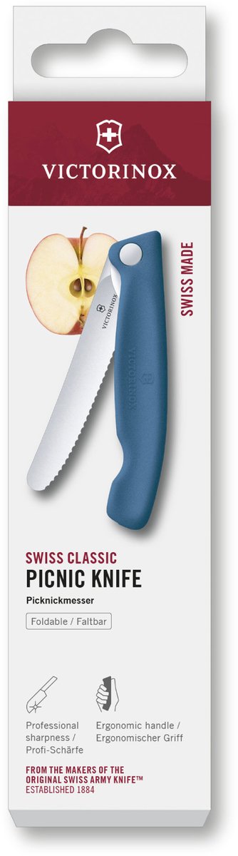 Victorinox Swiss Classic tomatenmes inklapbaar - 11cm - Blauw - Kartel