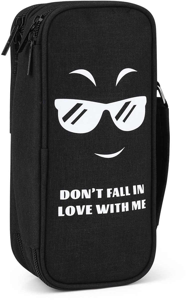 Etui Grote Capaciteit met 5 Vakken Organizer - Voor School & Kantoor - Met 'Don't Fall IN Love with ME' Opdruk