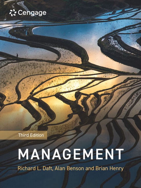 Management, Third Edition. Cengage. Terrassen met water en rijst. Titelmanagement, Richard L. Daft, Alan Benson en Brian Henry.