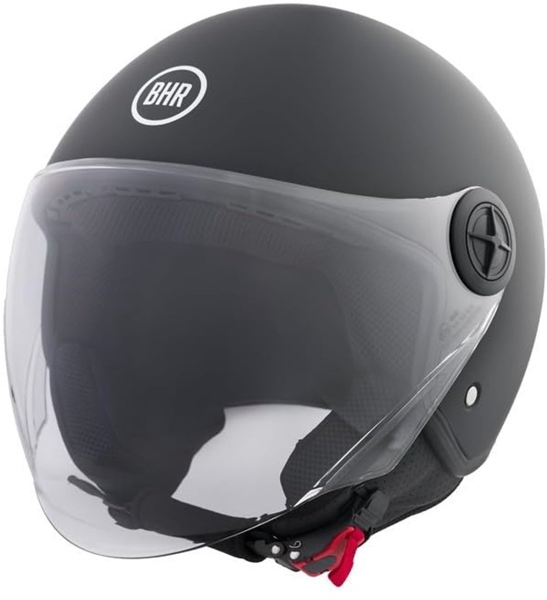BHR 832 Vespa - Scooterhelm Retro - ECE goedgekeurde Scooterhelm - Geschikt als Scooter Brommer Motor Snorfiets Helm - S - Mat Zwart