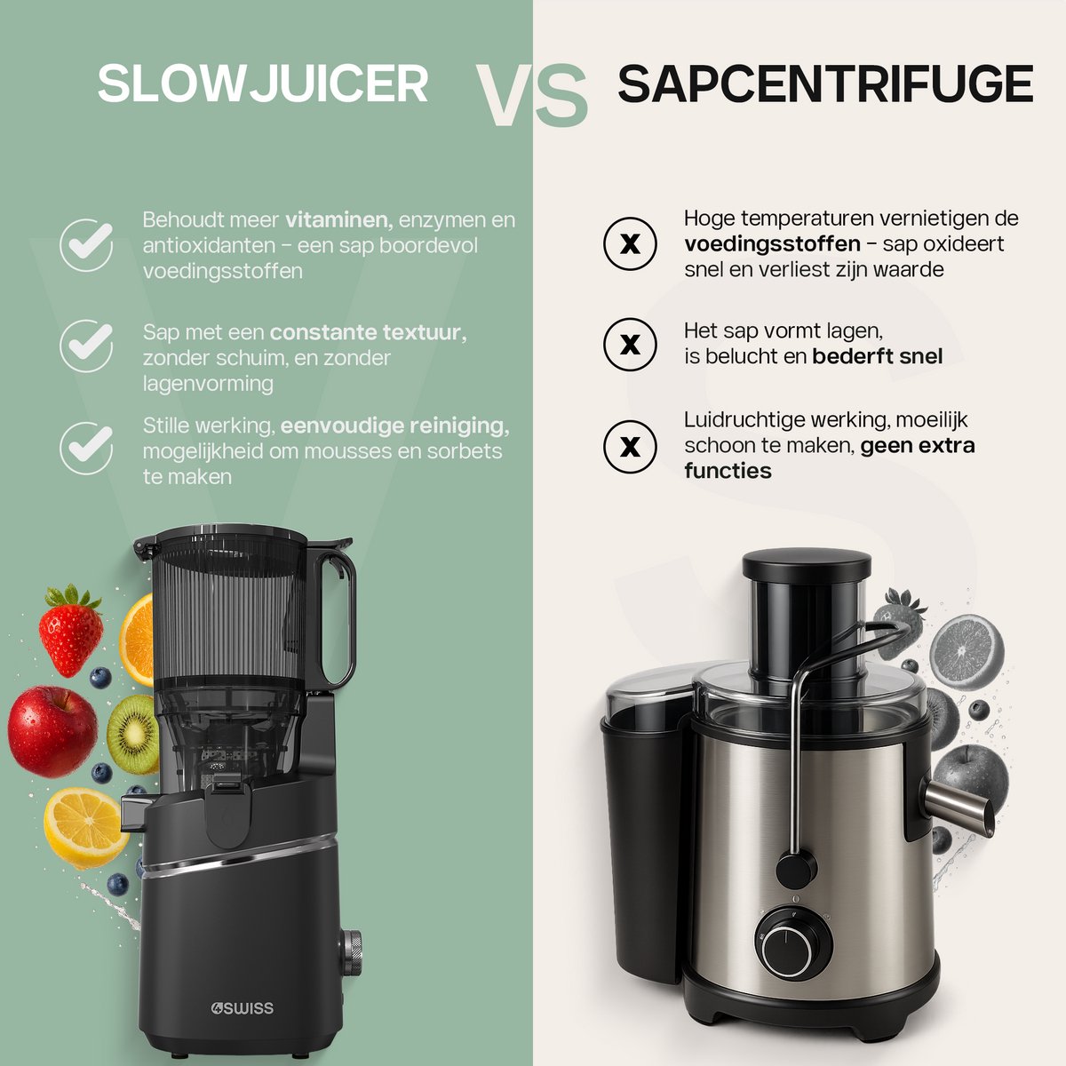 Slow Juicer 4Swiss WB025, 250 W, Reverse-functie, XXL-opening, EasyClean, 37 omw/min, Graphite thumbnail 5