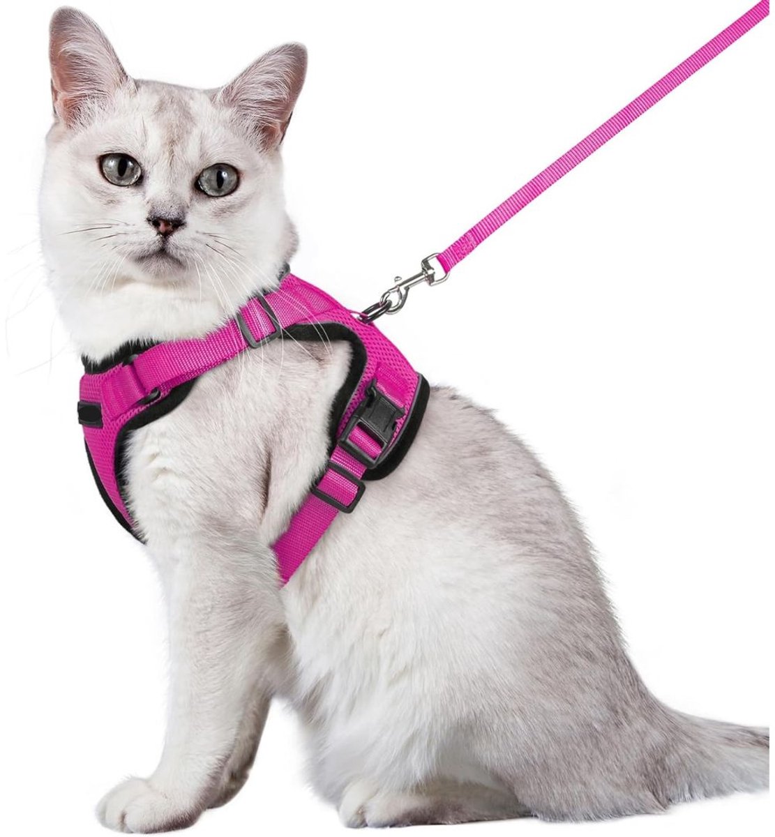 GTB® Kattentuigje met Looplijn - Kattentuigje - Kattenharnas - Fuchsia Roze - 22cm x 15cm x 5cm