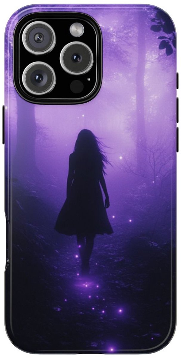 Silhouet in Gloeiend Paars Bos – Telefoonhoesje Geschikt voor iPhone 16 Pro Max