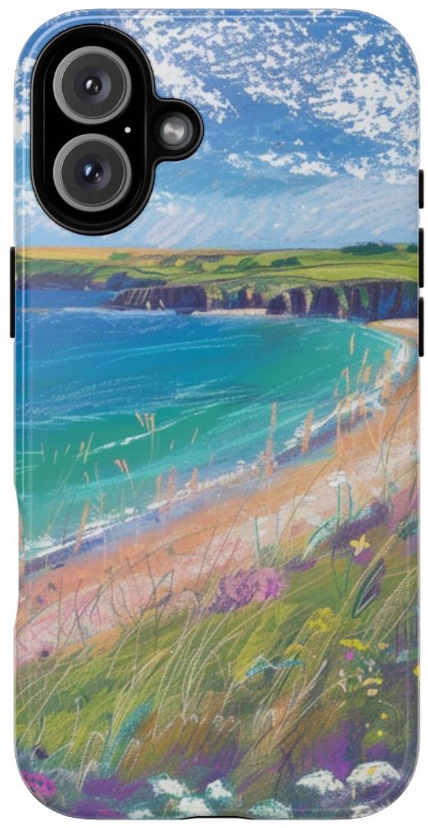 Kustbloemen en Strandlandschap – Telefoonhoesje Geschikt voor iPhone 16 Plus