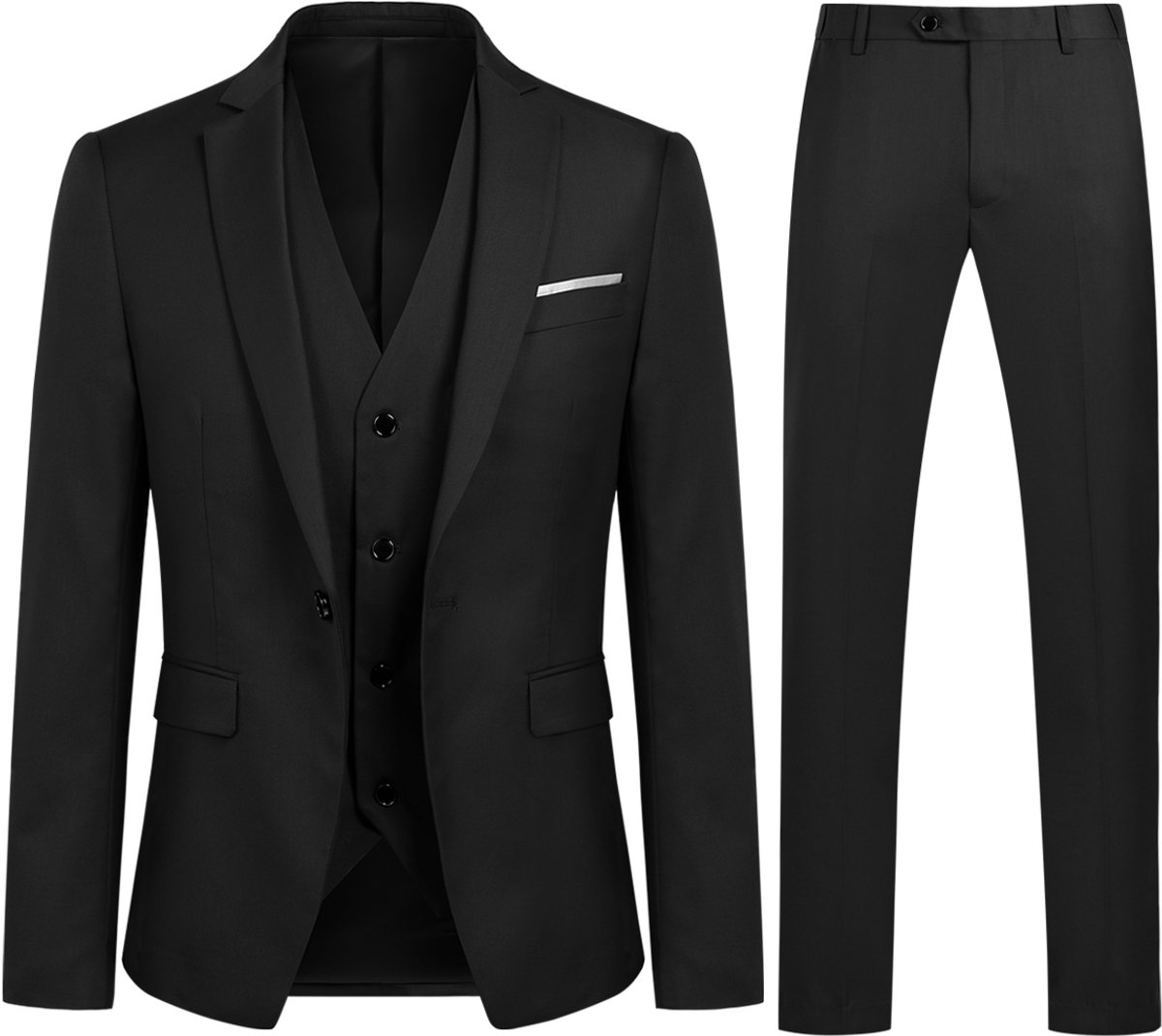 ALLTHEMEN Heren Slim Fit 3-delige Moderne Pakken - Herenpak Voor Zakelijke Bruiloften - XS