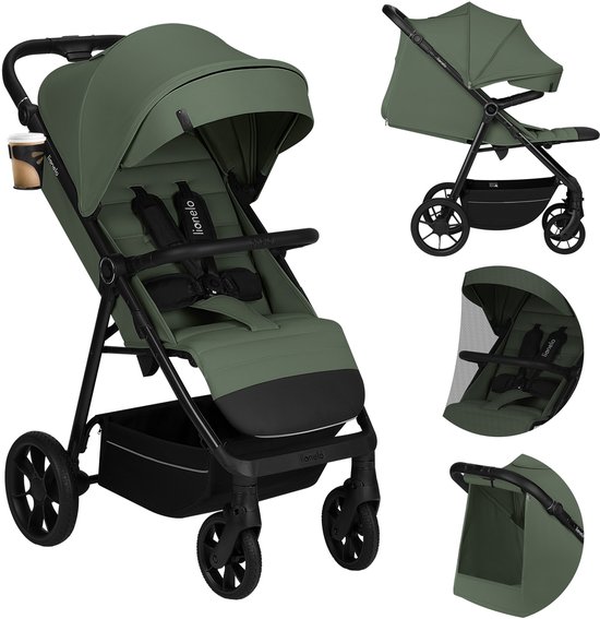 Foto: Wandelwagen buggy premium van 6 maanden 4 jaar tot 22 kg 360 zwenkwielen met vering magnetische gordel xxl zonnekap upf50 verstelbare rugleuning voetsteun duwbeugel grote boodschappenmand stad terrein kinderwagen lionelo iva