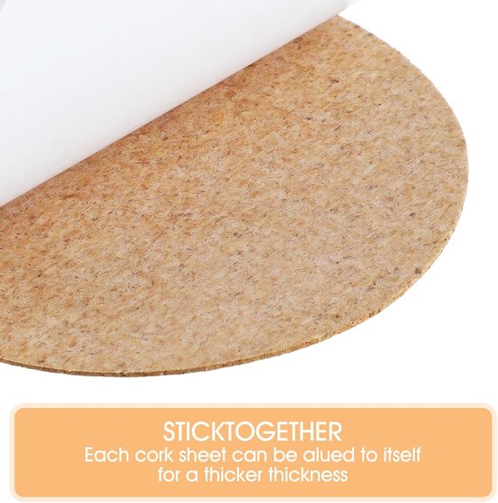 16 Pcs Cork Coasters, Round Cork Coasters, 8cm Diameter, Cork, Glass, Coasters, Cork Sheet, Heat Resistant Cork Coasters for Home, Office, Pub Glasses van Merkloos	 — afbeelding 5