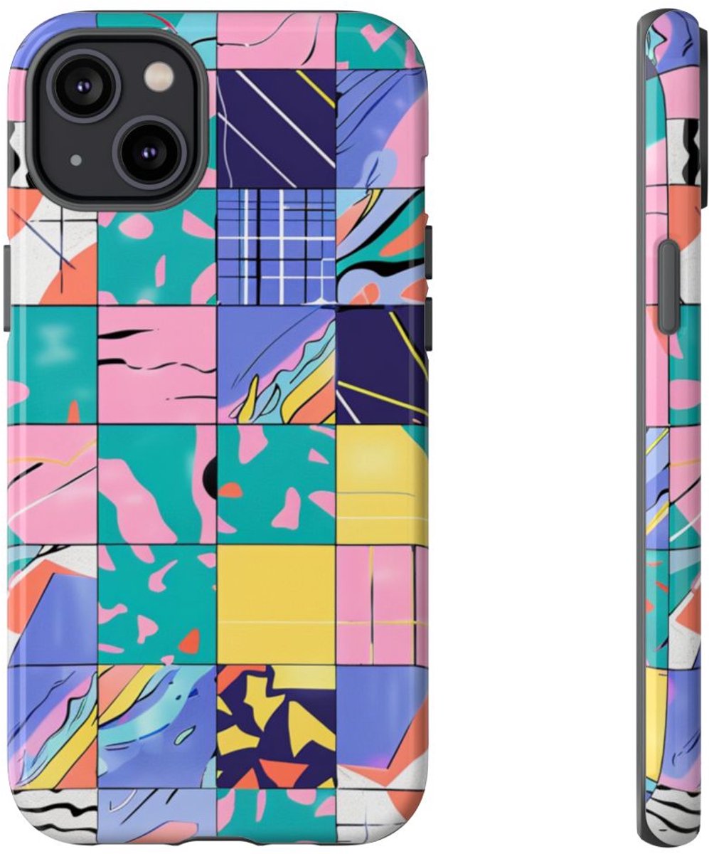 Kleurrijk Abstract Geometrisch Patroon – Telefoonhoesje Geschikt voor iPhone 14 Plus