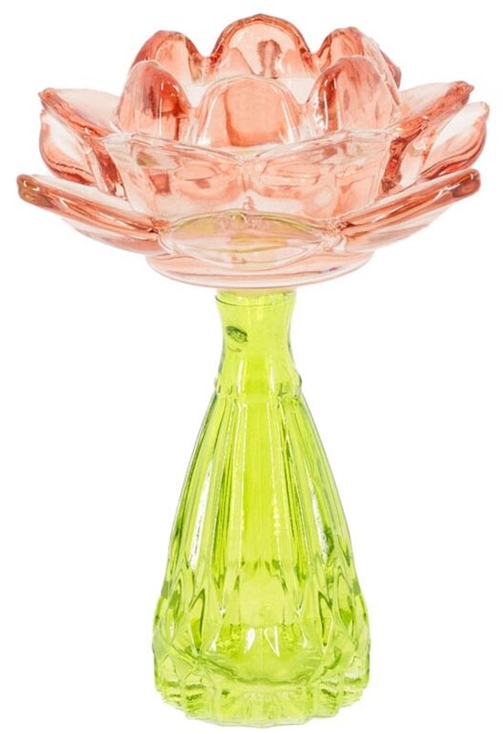 AccueilLié par KY | Photophore fleur en grès avec vert | Photophore | 9.8*15.5