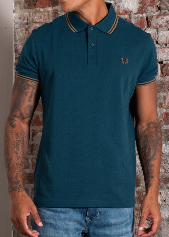 Fred Perry Twin tipped polo - dark petrol shaded stone
