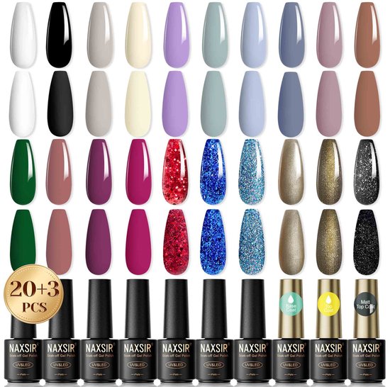 Foto: Naxsir nagellak set 23 delig 20 kleurengels 3 functionele gels diervriendelijk langhoudend