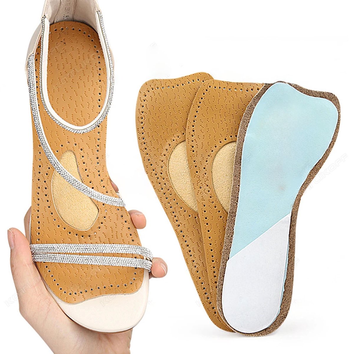 Comfortabele Vrouwen Inlegzolen Maat 38-40 voor Hoge Hakken – Zelfklevende Latex PU Zweet-Absorberende Antislip Binnenzolen met Boogsteun en Kussen