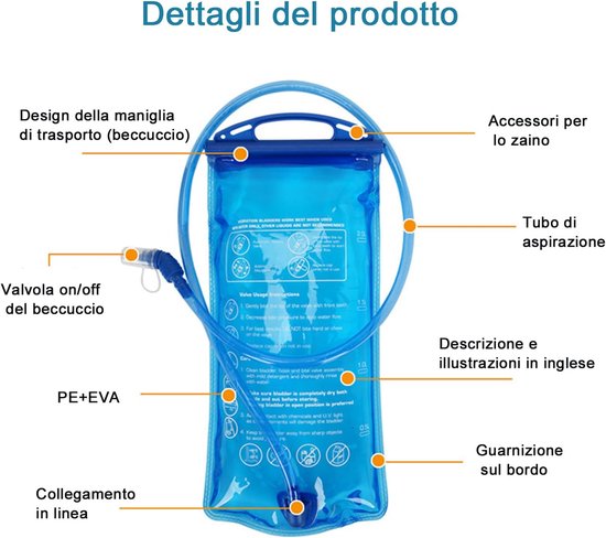Waterzak met slang, drinksysteem, drinkreservoir voor hardlopen, 2