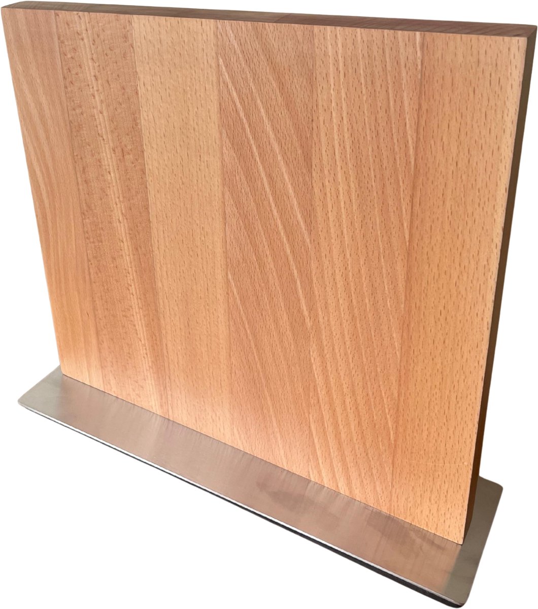 Dastium Home- Magnetisch Messenblok - Dubbelzijdige Messenhouder Magnetisch - Messenmagneet met Antislip Bodem - Messenblok Van Beukenhout en RVS - Zonder Messen