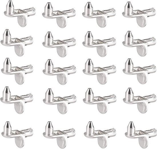 Porte-étagères Dussdote - Supports d'étagère en L - Supports d'étagère 4 mm - Porte-étagères - Convient pour les armoires de cuisine, les bibliothèques, les armoires, les meubles - 20 pièces