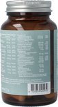 Achterkant van een bruine glazen pot Mattisson Vegan Multi Man met etiket en barcode.