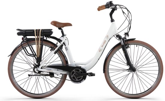 ELUXO E-Voltage City N8 Elektrische Fiets – E-bike – Rijklaar Geleverd - Lage Instap - Framemaat 49 - Uitneembare Accu - 28 Inch - 250W Bewo Middenmotor - 120 km Actieradius - White Matt