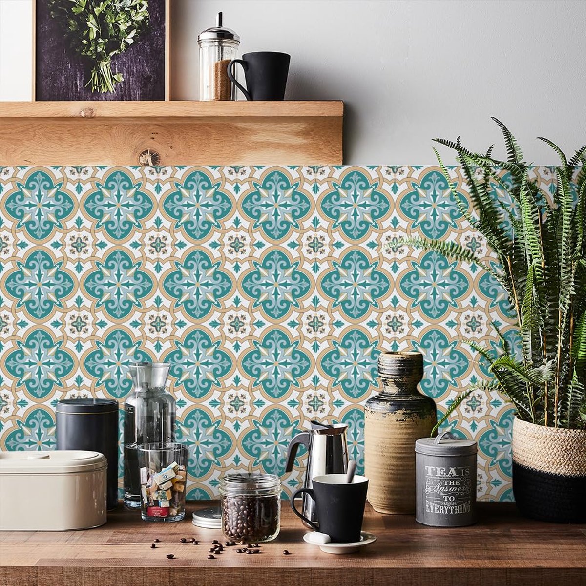 HORIWE Tegelstickers Marokko Wandtegelstickers 24 Stuks Zelfklevende Behang Tegelstickers Waterdichte Muurstickers voor Keuken, Badkamers, Kasten, Meubels, Tafels