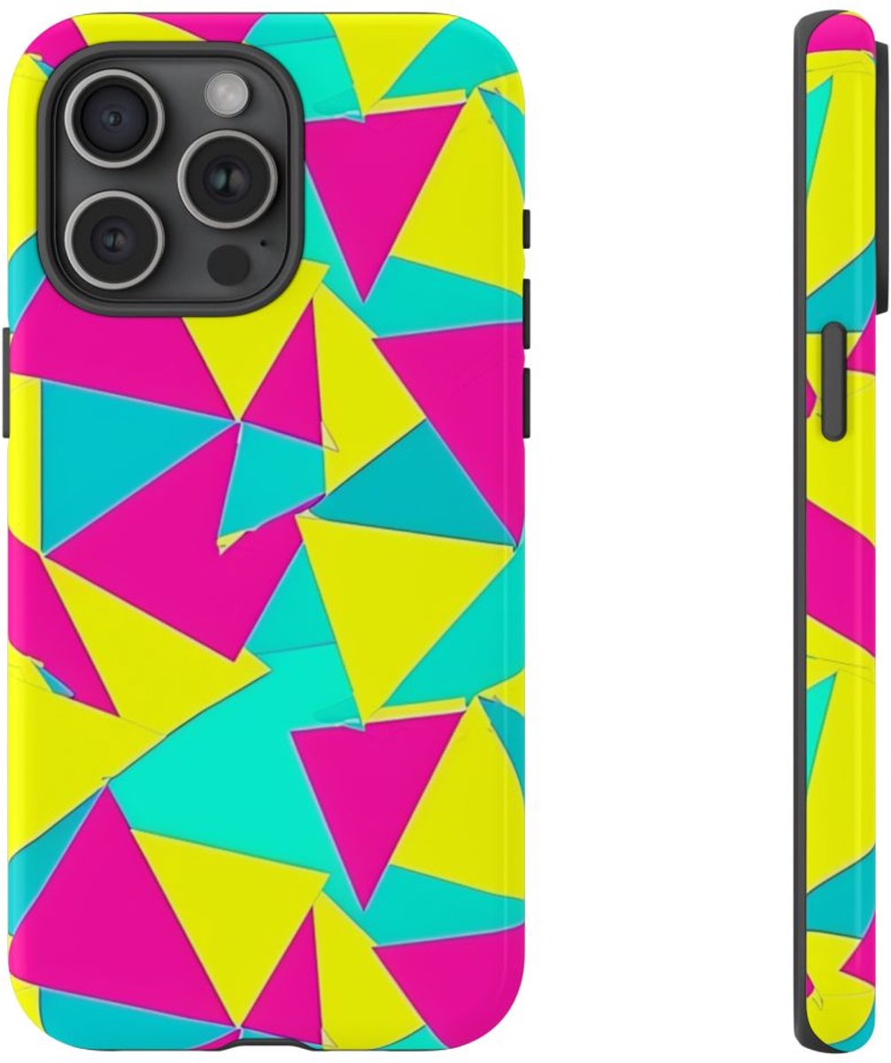 Neon Driehoekenpatroon – Telefoonhoesje Geschikt voor iPhone 15 Pro Max