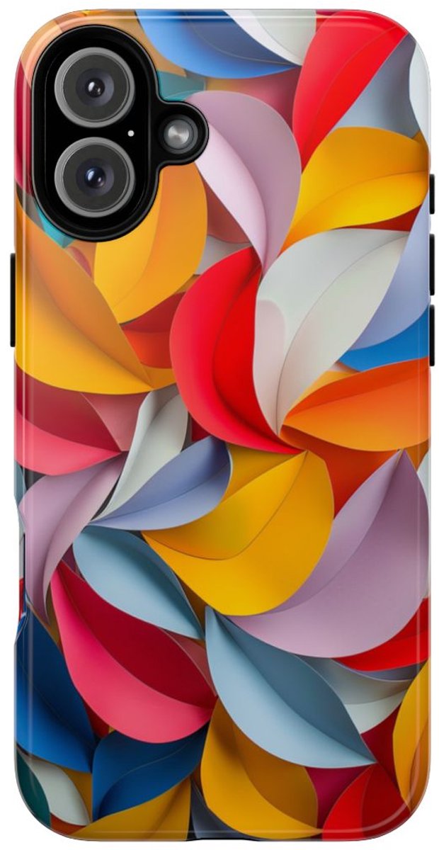 Kleurrijk Papieren Bladpatroon – Telefoonhoesje Geschikt voor iPhone 16 Plus