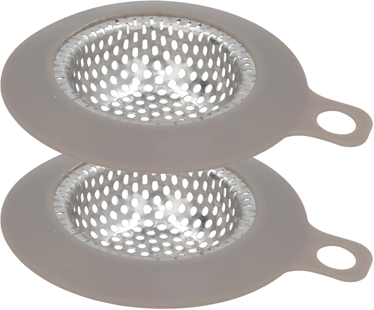 Gerimport gootsteen zeefje - 2x - 9 x 10 cm - zilver - metaal - wasbak - keukenaccessoires